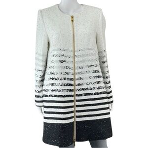 MILLY White Striped Tweed Coat Size 10
